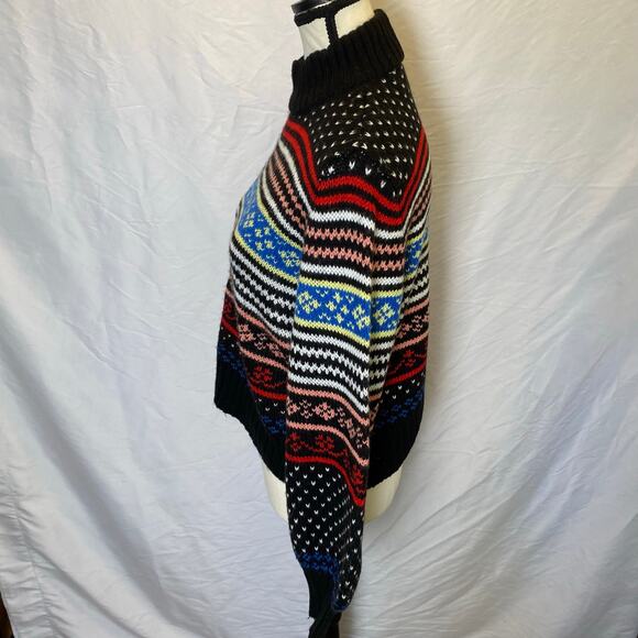 American Eagle Women's Fair Isle Striped Turtleneck Sweater Small Knit Cropped - Picture 6 of 11